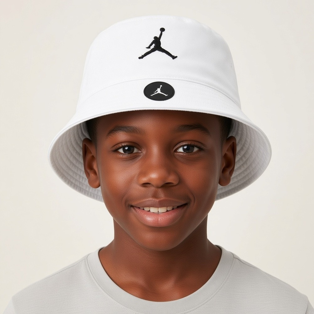 Jordan Nike Youth Bucket Hat White Jumpman Logo Boys Girls 8-20 9A0581-001 NWT
